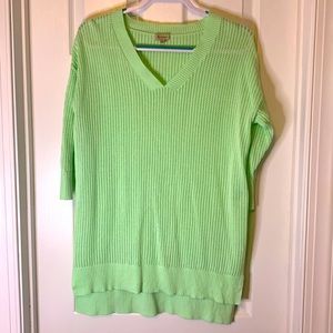 Cremieux Light Green 3/4 Sleeve Sweater